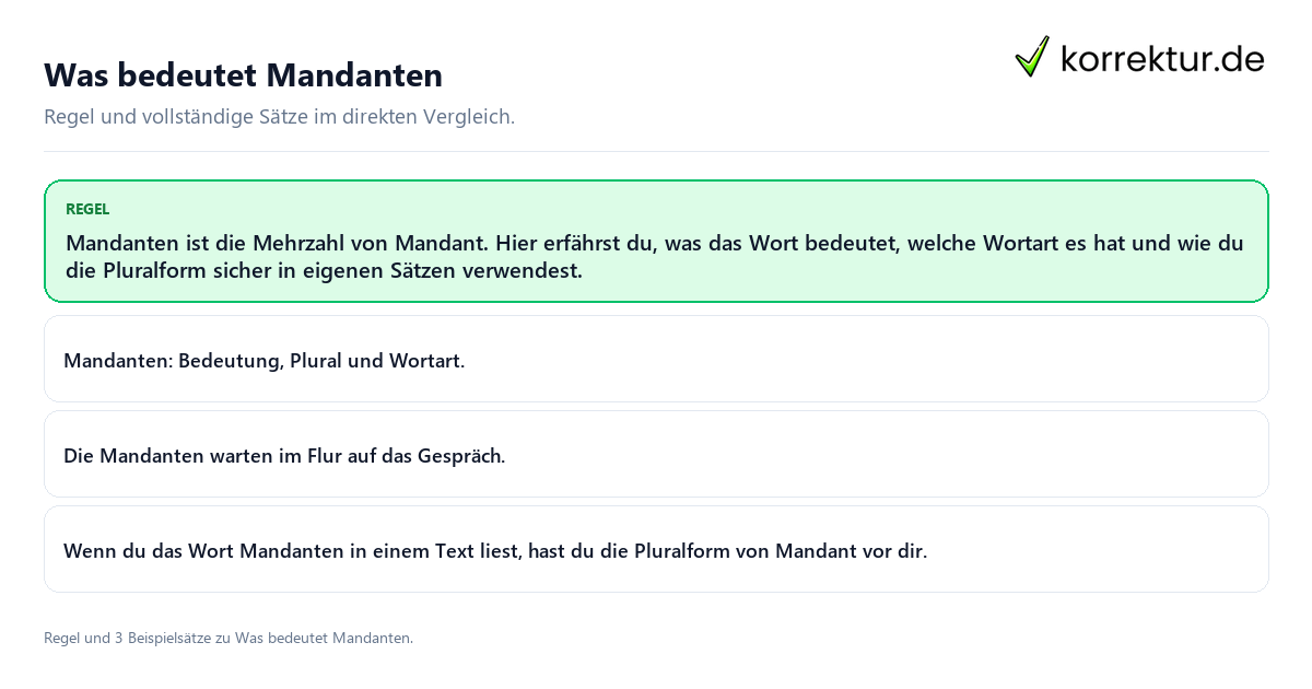 Was bedeutet Mandanten Konkrete Regel und vollständige Beispielsätze zu Was bedeutet Mandanten