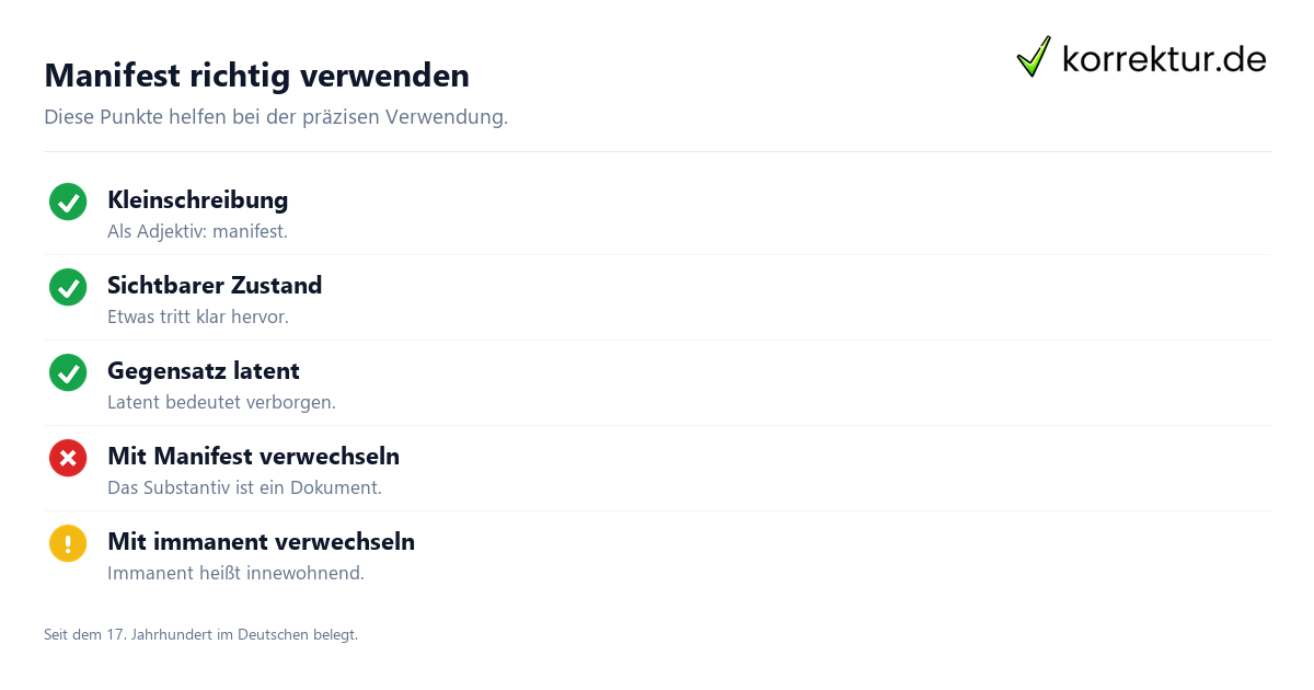manifest Bedeutung und typische Verwechslungen