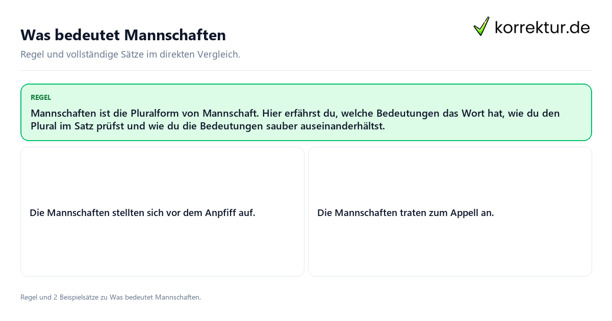 Konkrete Regel und vollständige Beispielsätze zu Was bedeutet Mannschaften