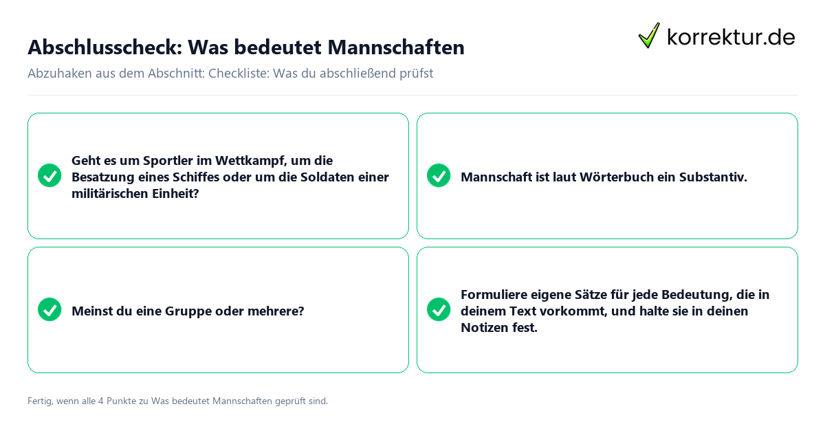 Konkreter Abschlusscheck zu Was bedeutet Mannschaften