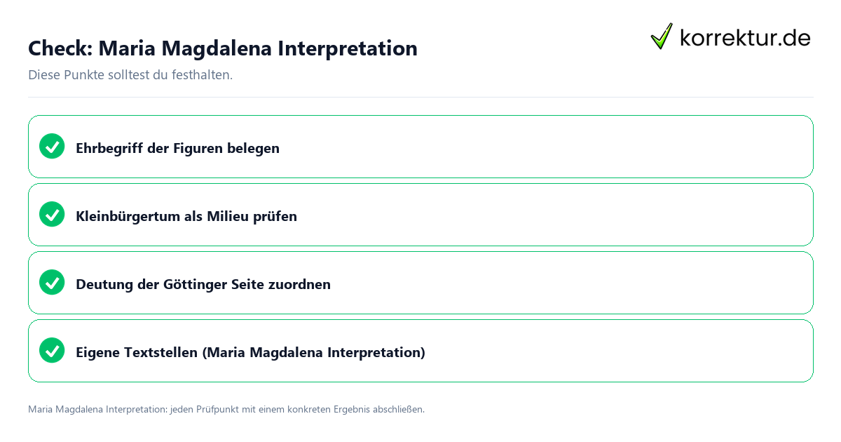 Maria Magdalena Interpretation mit einer themenspezifischen Checkliste