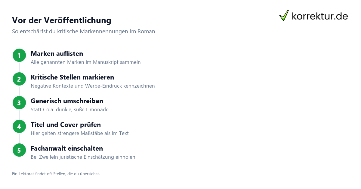 Markennamen im Roman rechtssicher prüfen: 5 Schritte