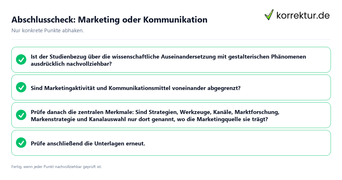 Abschlusscheck: Marketing oder Kommunikation Konkreter Abschlusscheck zu Marketing oder Kommunikation