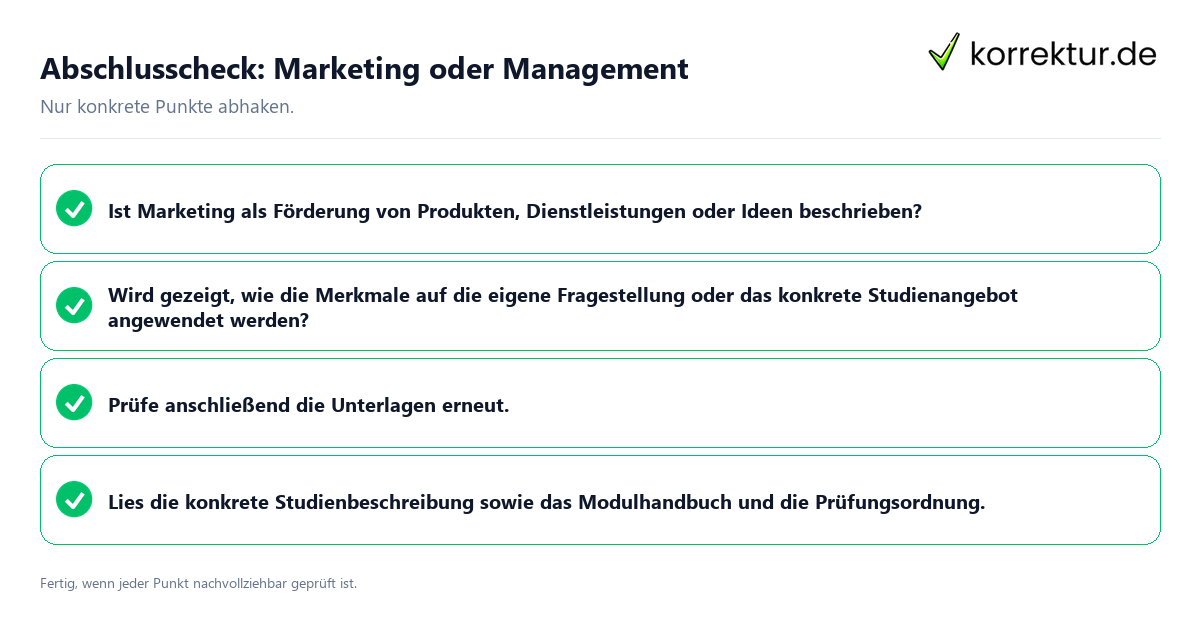 Abschlusscheck: Marketing oder Management Konkreter Abschlusscheck zu Marketing oder Management