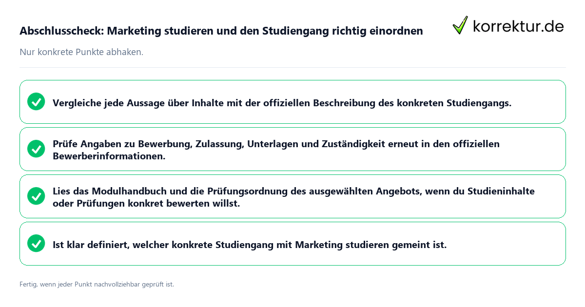 Abschlusscheck: Marketing studieren und den Studiengang richtig einordnen Konkreter Abschlusscheck zu Marketing studieren und den Studiengang richtig einordnen