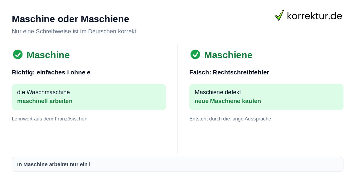 Maschine oder Maschiene Maschine oder Maschiene: richtige Schreibweise im Vergleich