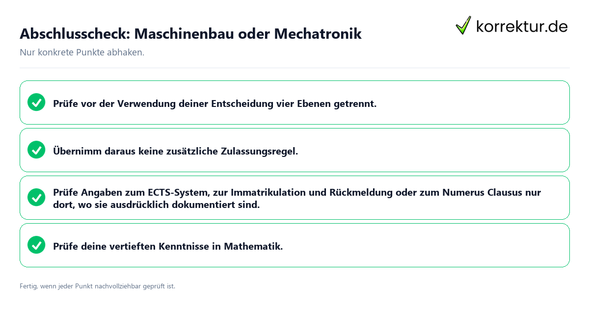 Abschlusscheck: Maschinenbau oder Mechatronik Konkreter Abschlusscheck zu Maschinenbau oder Mechatronik