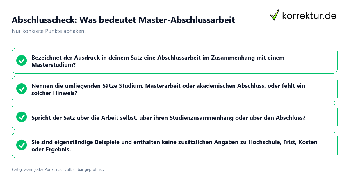 Konkreter Abschlusscheck zu Was bedeutet Master-Abschlussarbeit