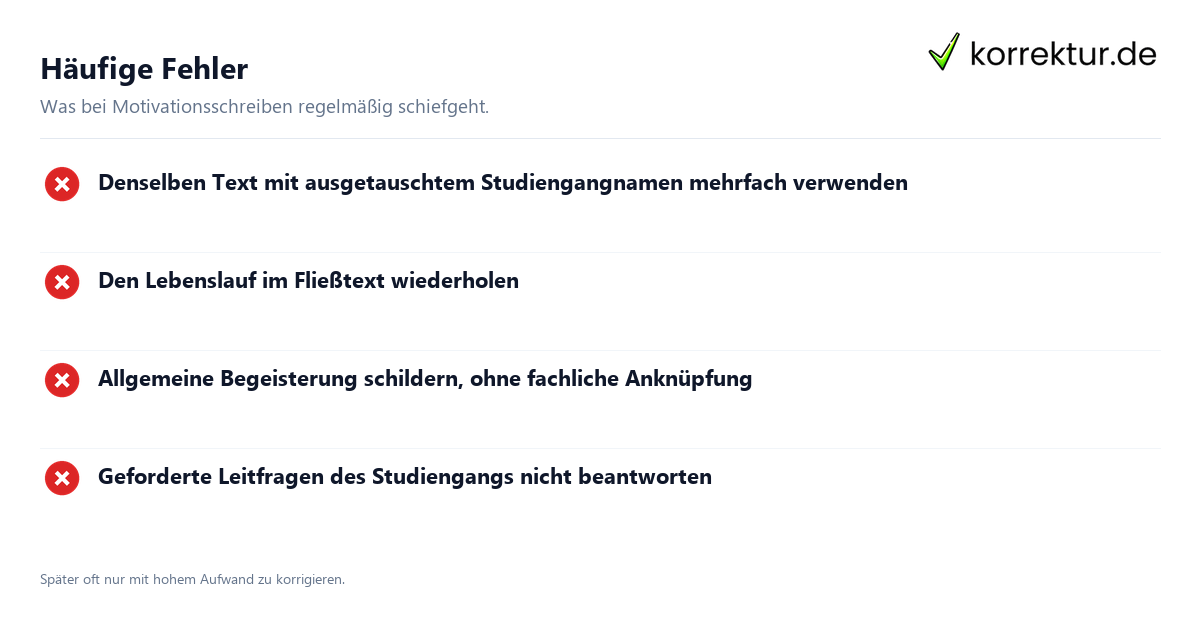 Motivationsschreiben für die Masterbewerbung verfassen: häufige Fehler