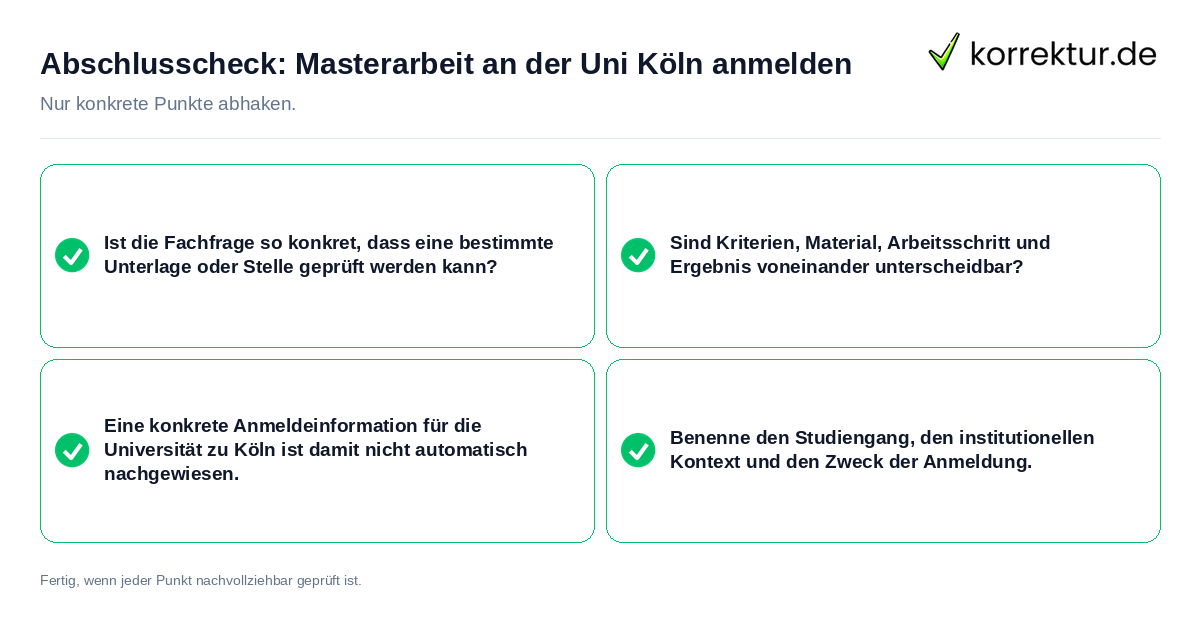 Abschlusscheck: Masterarbeit an der Uni Köln anmelden Konkreter Abschlusscheck zu Masterarbeit an der Uni Köln anmelden