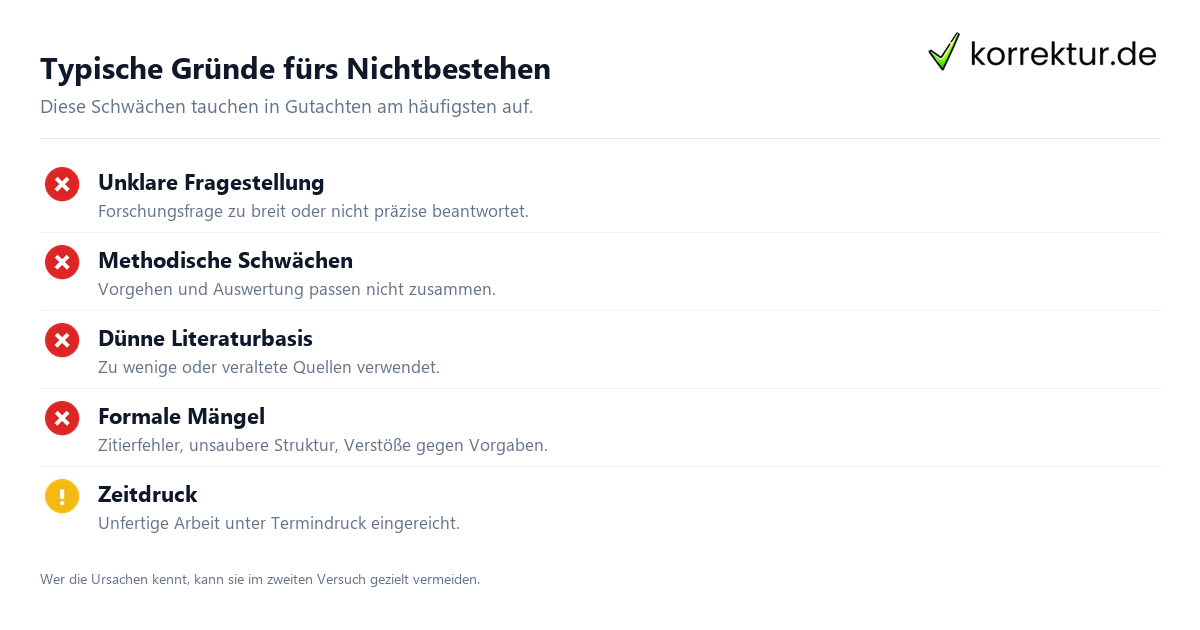 Masterarbeit durchgefallen: typische Gründe für das Nichtbestehen
