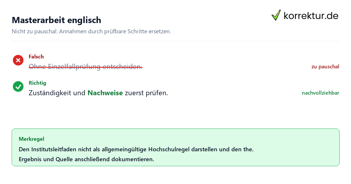 Ungeeignete und belastbare Vorgehensweise bei Masterarbeit englisch