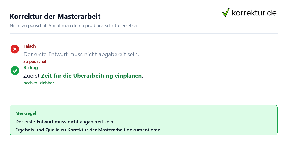 Korrektur der Masterarbeit Ungeeignete und belastbare Vorgehensweise bei Korrektur der Masterarbeit
