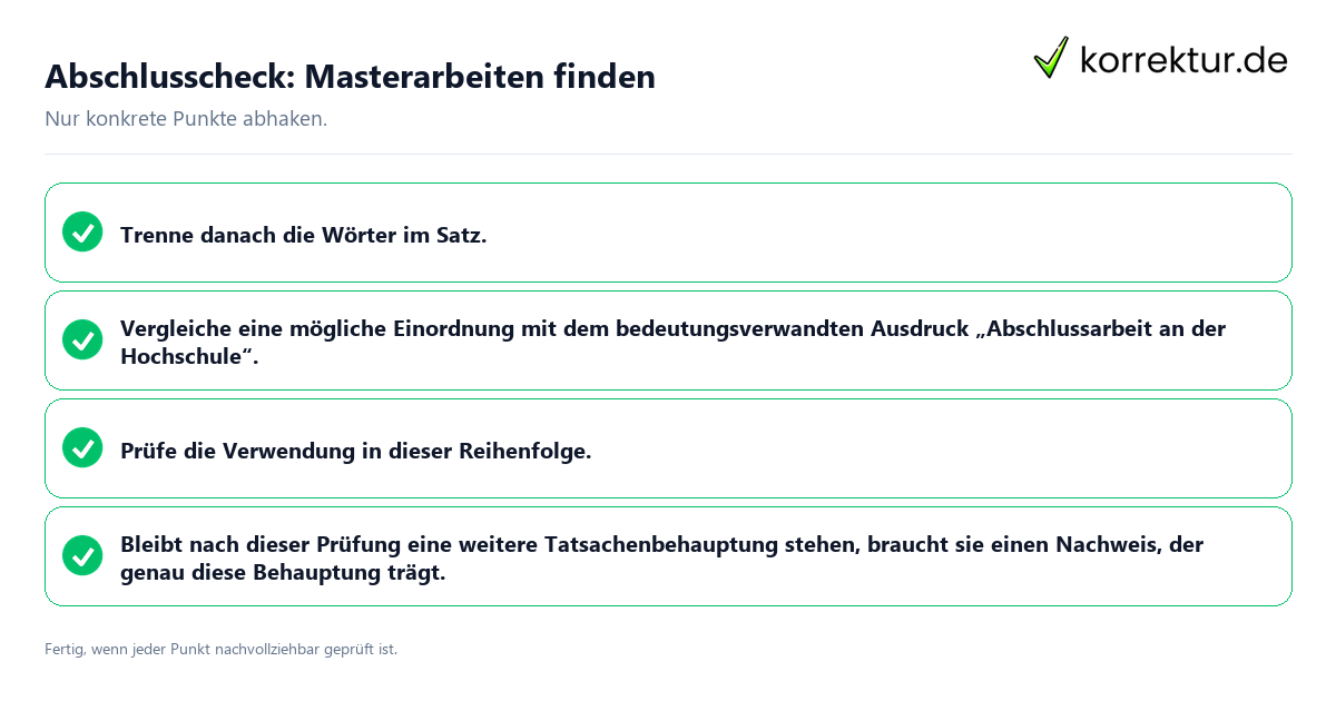 Konkreter Abschlusscheck zu Masterarbeiten finden