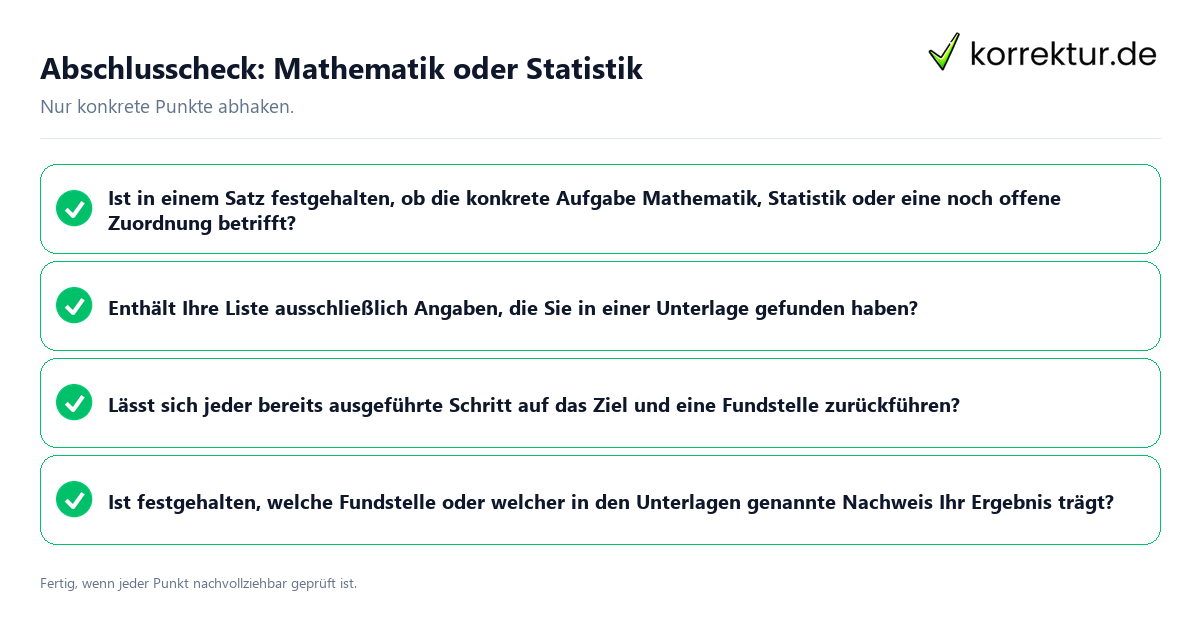 Abschlusscheck: Mathematik oder Statistik Konkreter Abschlusscheck zu Mathematik oder Statistik