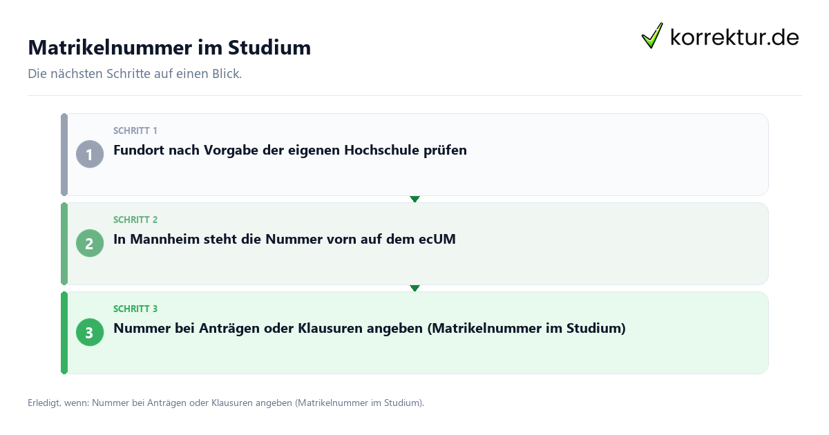 Matrikelnummer im Studium Matrikelnummer im Studium mit einem Ablauf aus Prüfung, Kontakt und Dokumentation