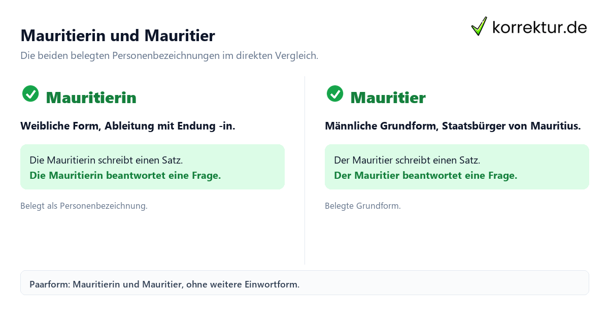 Mauritierin und Mauritier Mauritierin und Mauritier korrekt verwenden: belegte Paarform