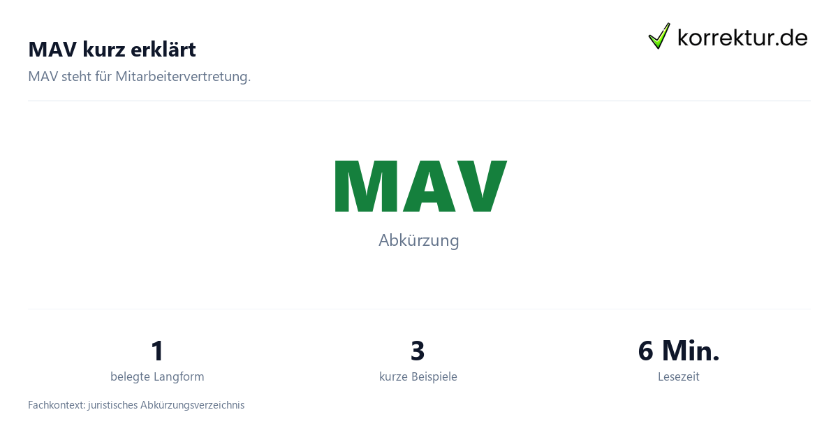 MAV kurz erklärt Was bedeutet die Abkürzung MAV? Fakten zu MAV und Mitarbeitervertretung