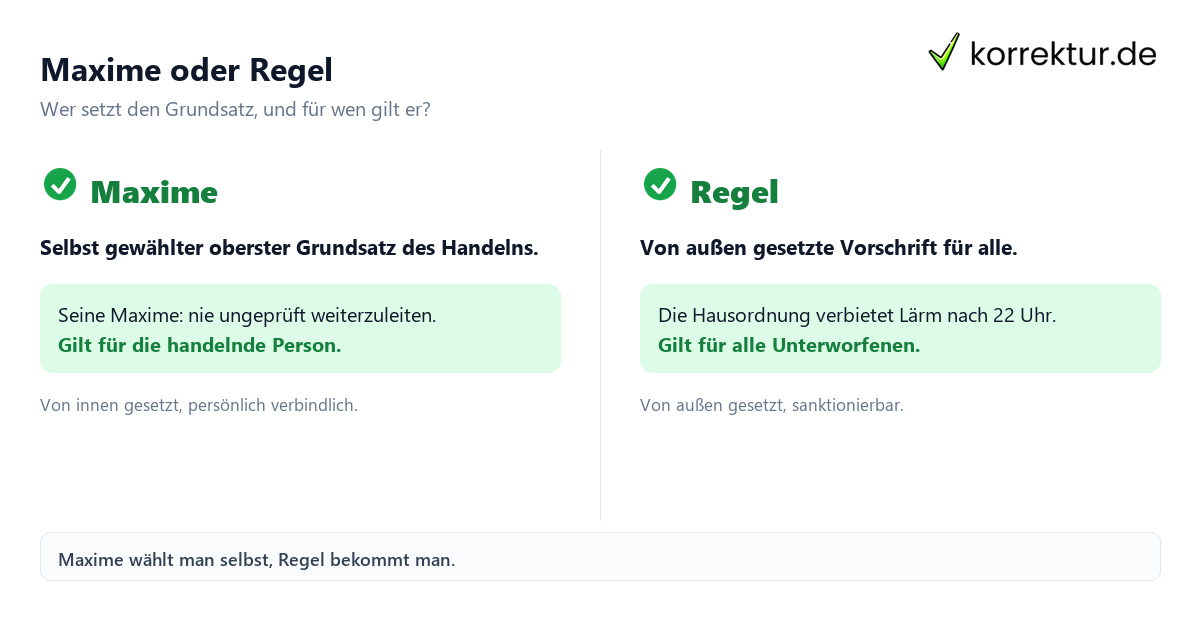 Maxime oder Regel Maxime Bedeutung: Unterschied Maxime und Regel