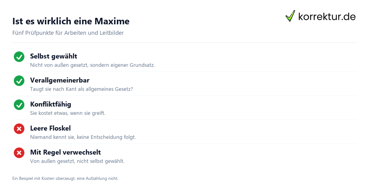 Ist es wirklich eine Maxime Maxime Bedeutung: Kriterien für eine tragfähige Maxime