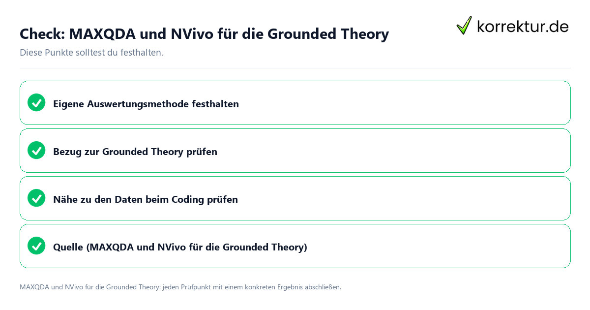 Check: MAXQDA und NVivo für die Grounded Theory MAXQDA und NVivo für die Grounded Theory mit einer themenspezifischen Checkliste
