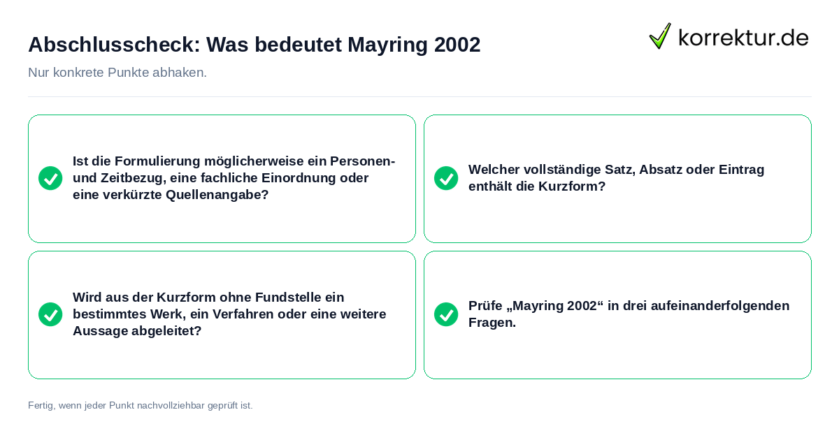 Abschlusscheck: Was bedeutet Mayring 2002 Konkreter Abschlusscheck zu Was bedeutet Mayring 2002