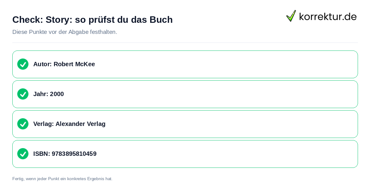 Check: Story: so prüfst du das Buch Story: so prüfst du das Buch: Prüfliste mit vier Punkten