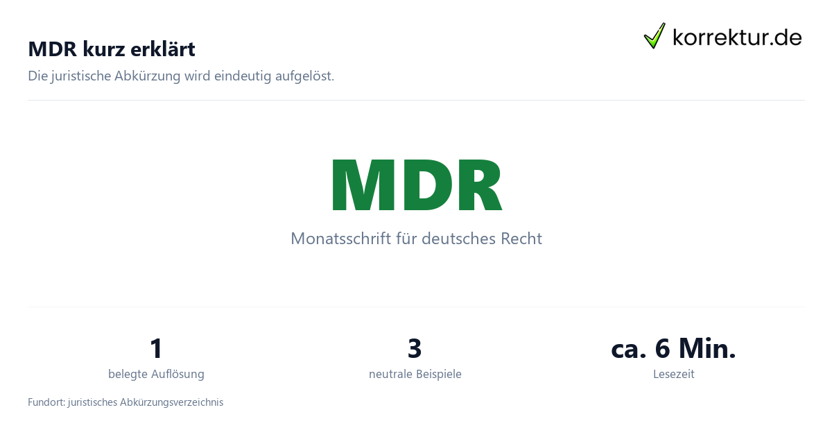 MDR kurz erklärt Was bedeutet MDR als Abkürzung? Infografik zur Langform