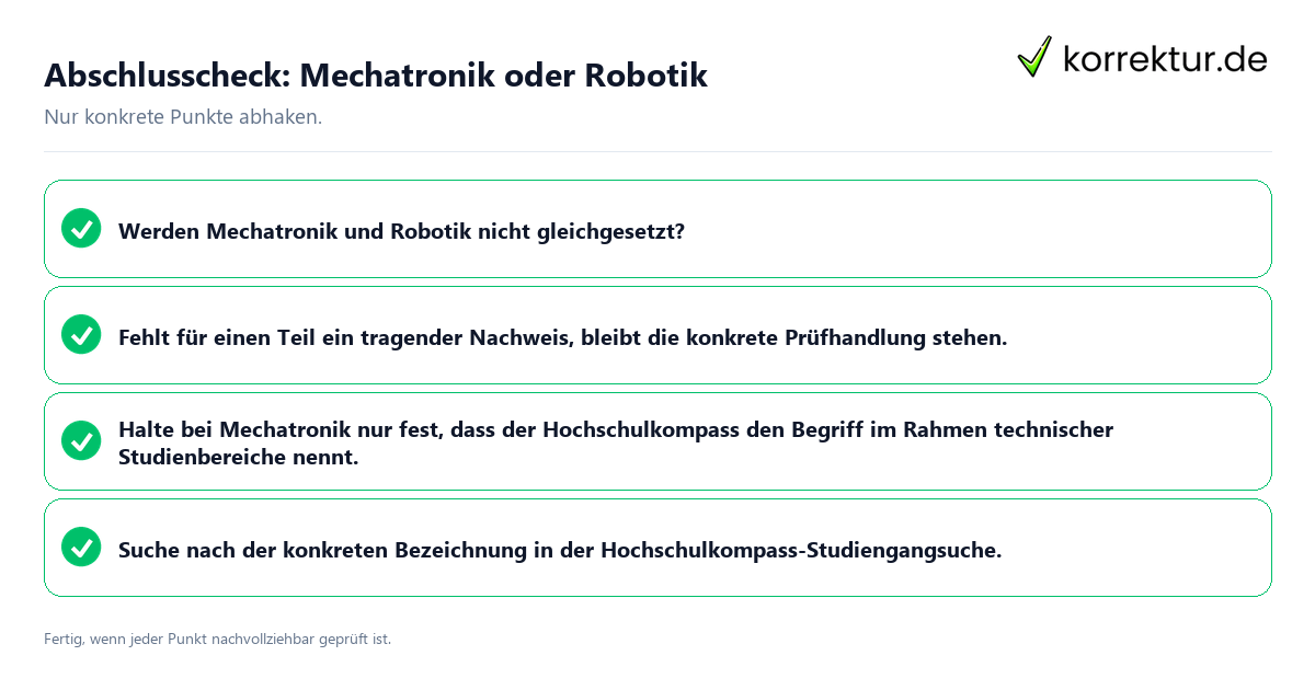 Konkreter Abschlusscheck zu Mechatronik oder Robotik