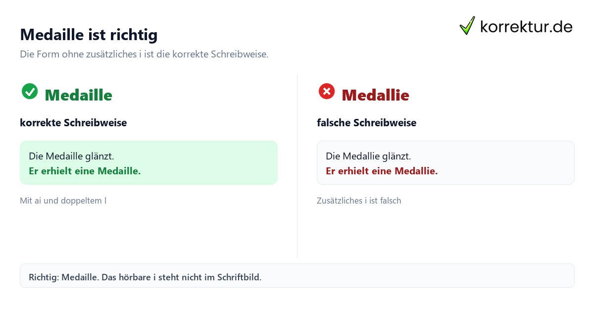 Medaille ist richtig Medaille oder Medallie: Richtige Schreibweise im Vergleich