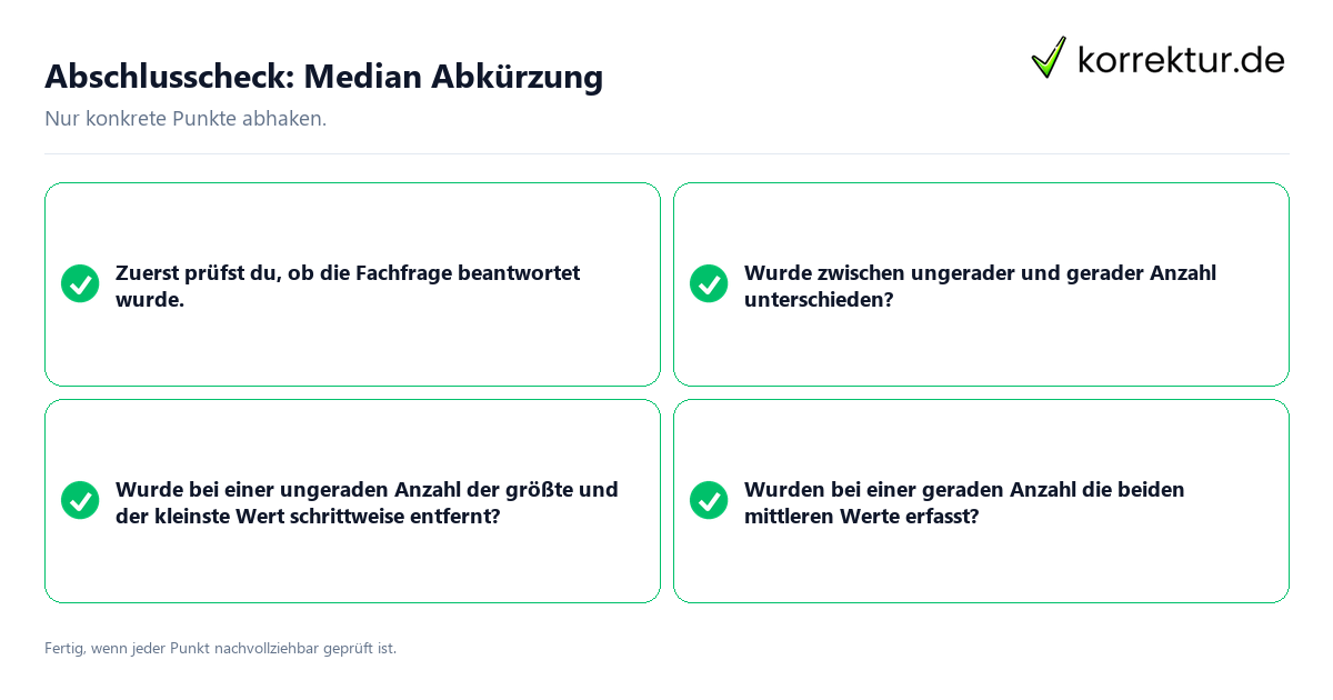 Konkreter Abschlusscheck zu Median Abkürzung