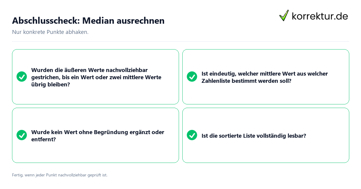 Konkreter Abschlusscheck zu Median ausrechnen