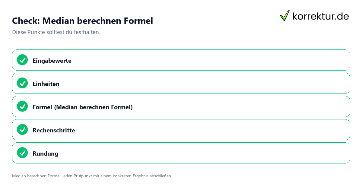 Median berechnen Formel mit einer themenspezifischen Checkliste