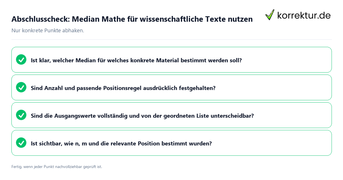 Konkreter Abschlusscheck zu Median Mathe für wissenschaftliche Texte nutzen