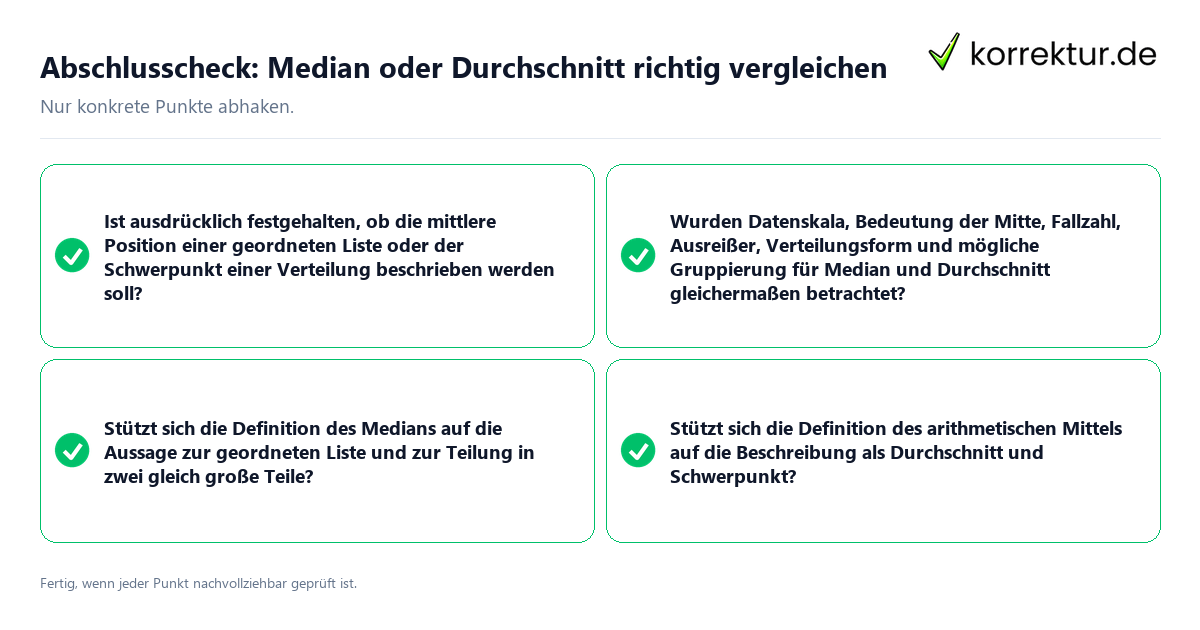 Abschlusscheck: Median oder Durchschnitt richtig vergleichen Konkreter Abschlusscheck zu Median oder Durchschnitt richtig vergleichen