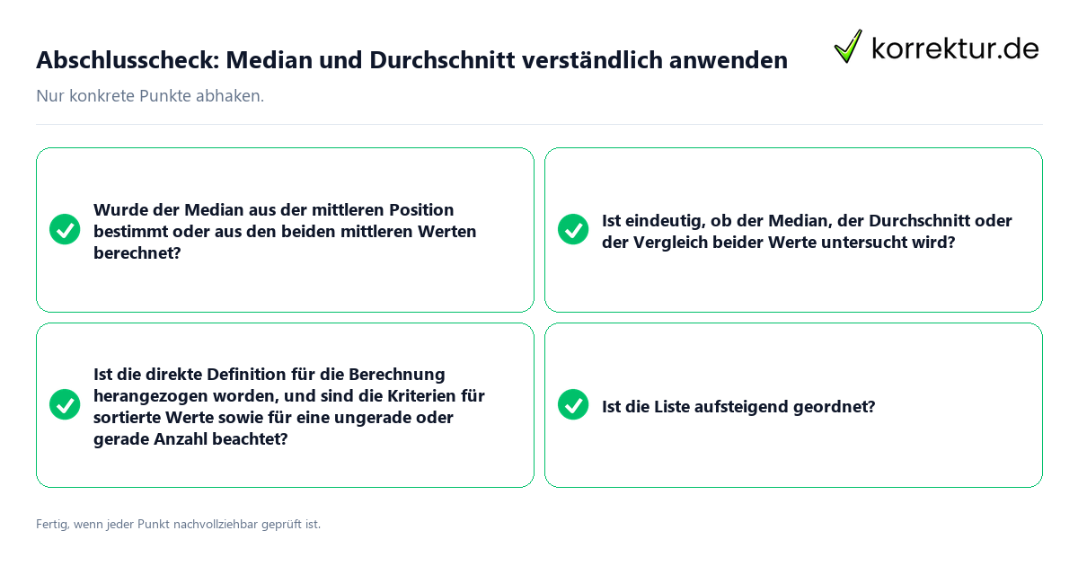 Konkreter Abschlusscheck zu Median und Durchschnitt verständlich anwenden