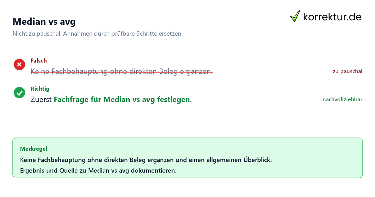 Ungeeignete und belastbare Vorgehensweise bei Median vs avg
