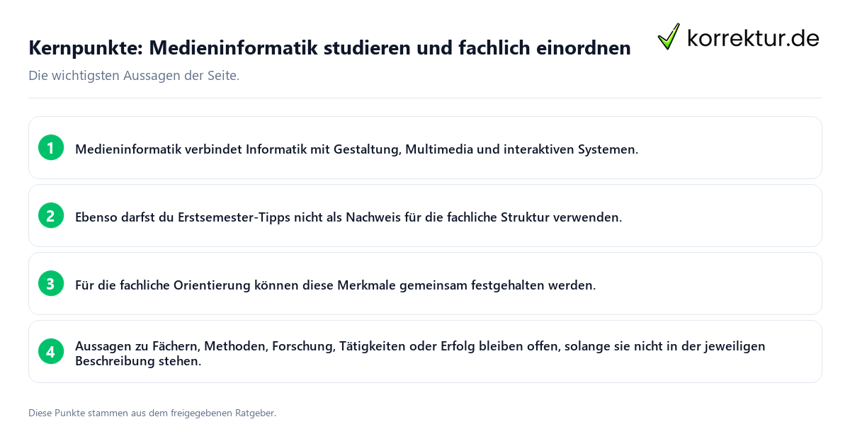 Kernpunkte: Medieninformatik studieren und fachlich einordnen Konkrete Kernpunkte zu Medieninformatik studieren und fachlich einordnen