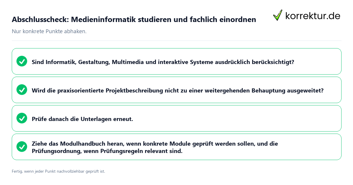 Abschlusscheck: Medieninformatik studieren und fachlich einordnen Konkreter Abschlusscheck zu Medieninformatik studieren und fachlich einordnen