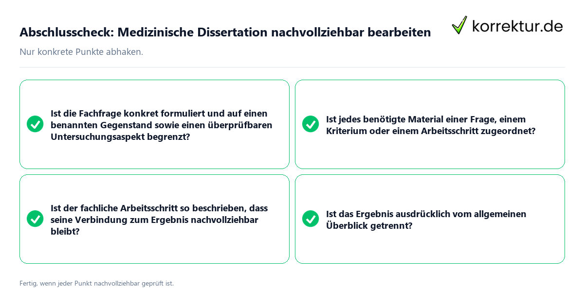 Abschlusscheck: Medizinische Dissertation nachvollziehbar bearbeiten Konkreter Abschlusscheck zu Medizinische Dissertation nachvollziehbar bearbeiten