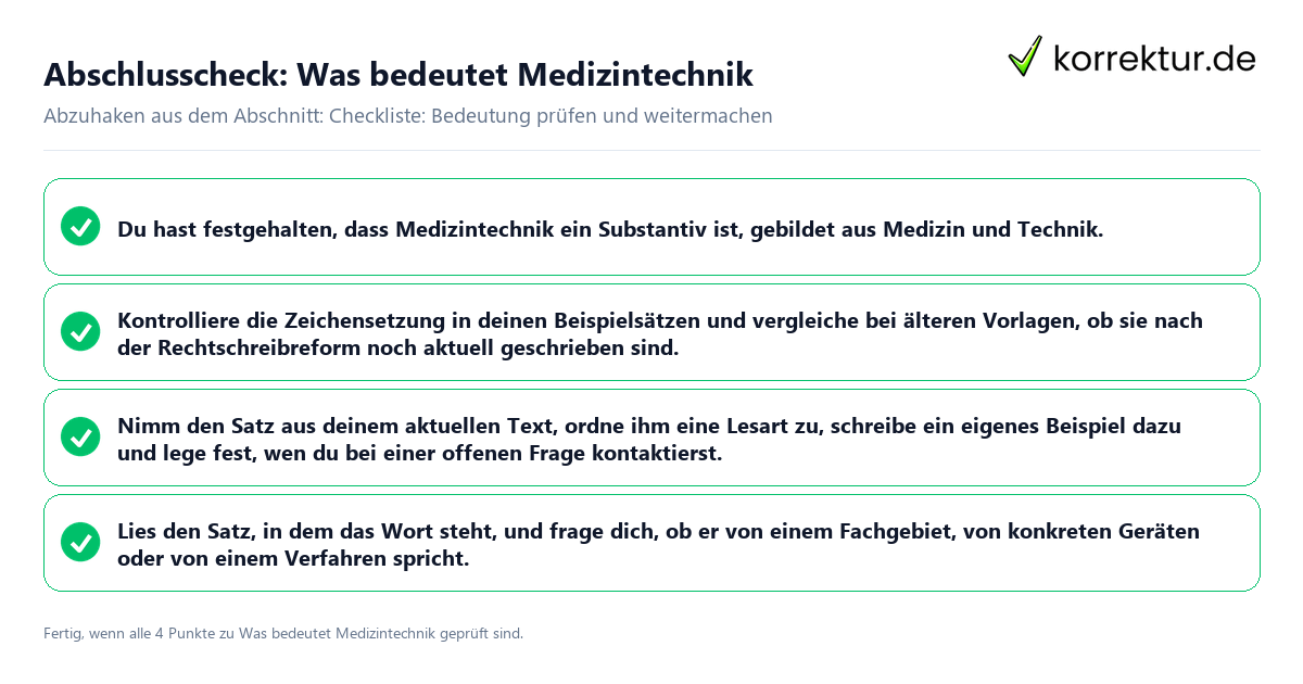 Konkreter Abschlusscheck zu Was bedeutet Medizintechnik