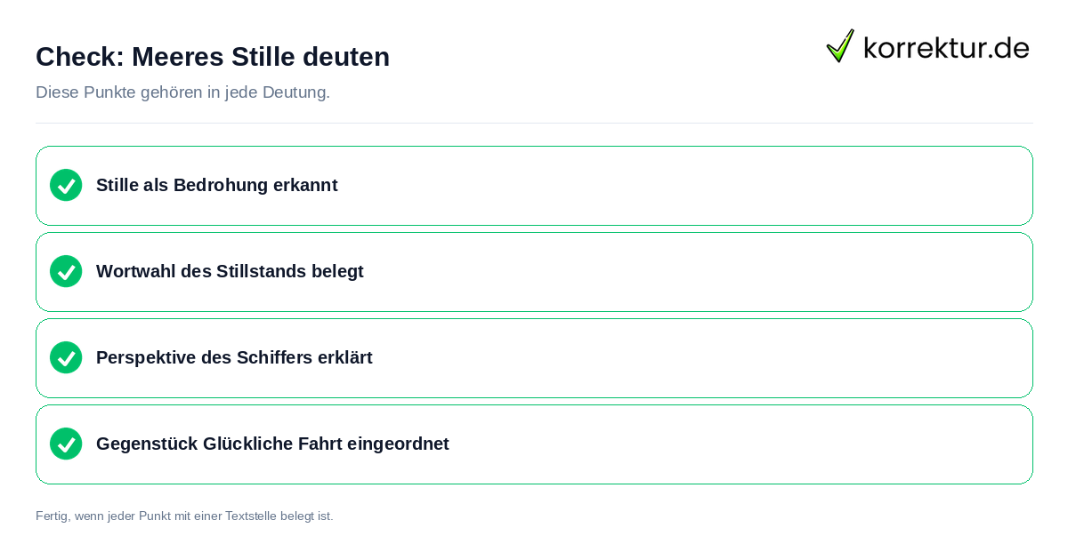 Meeres Stille deuten: Prüfliste mit vier Punkten
