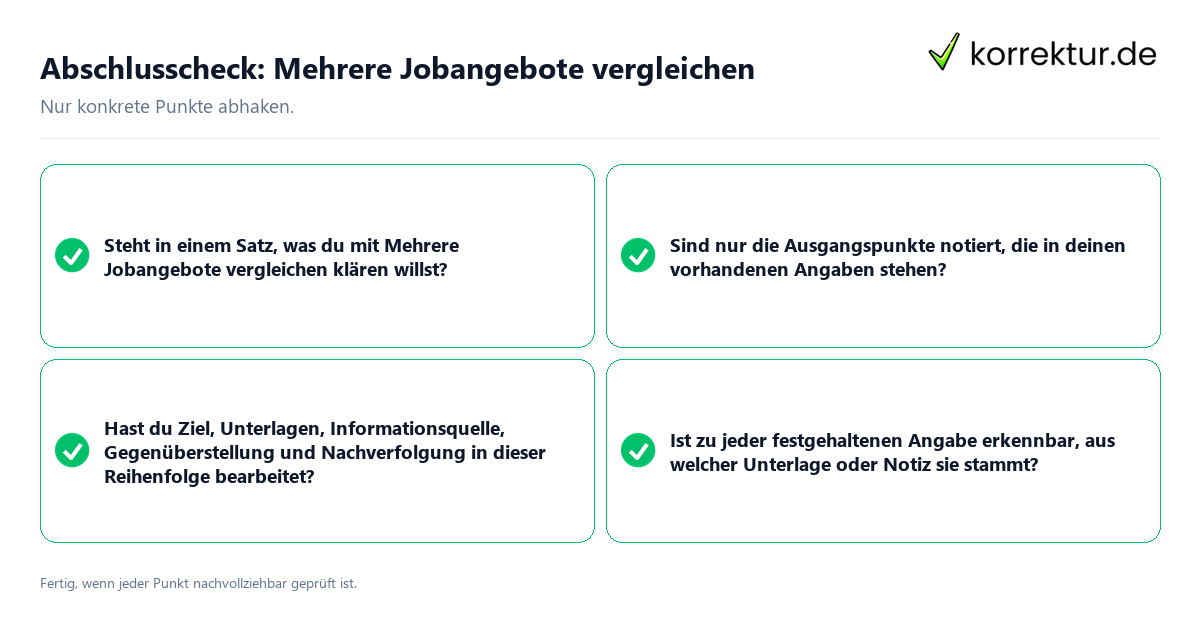 Konkreter Abschlusscheck zu Mehrere Jobangebote vergleichen