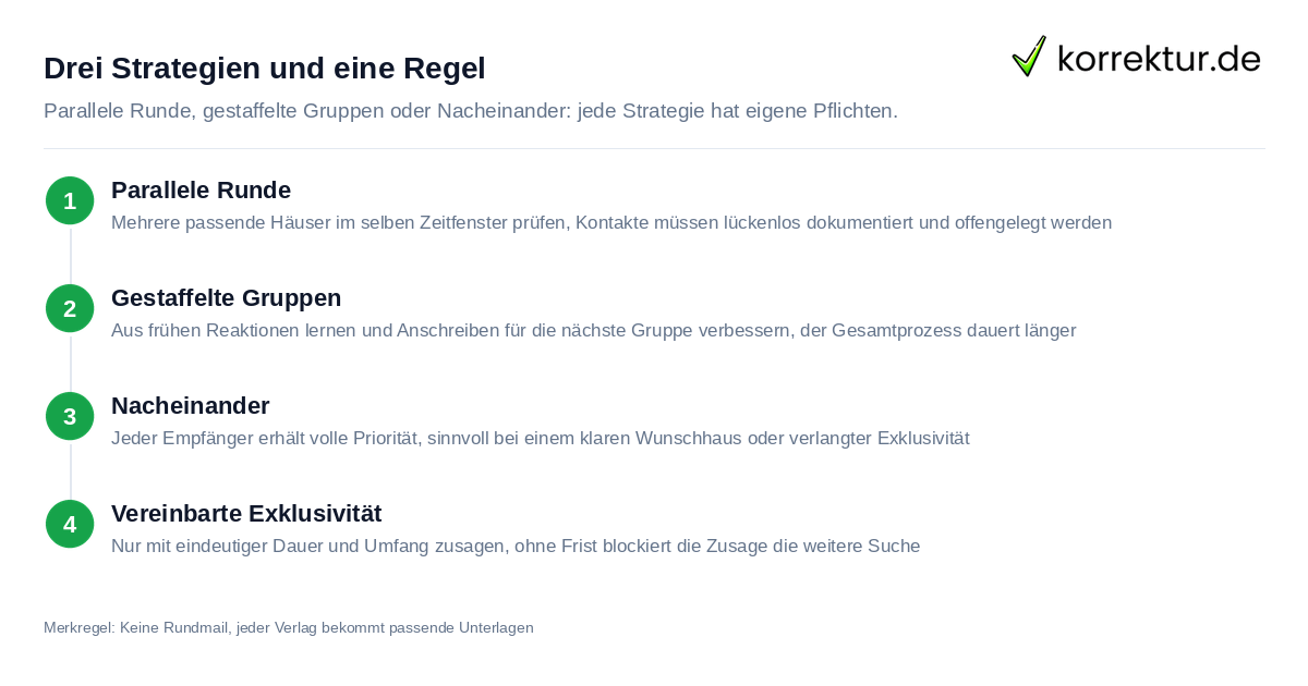 Drei Strategien und eine Regel Verlage gleichzeitig oder nacheinander anschreiben: drei Strategien im Vergleich