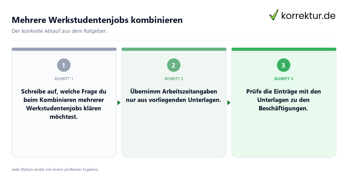 Konkrete Schritte zu Mehrere Werkstudentenjobs kombinieren