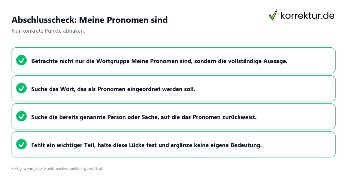 Konkreter Abschlusscheck zu Meine Pronomen sind