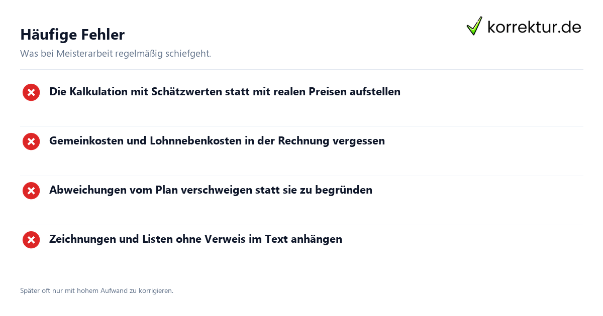 Häufige Fehler Die Meisterarbeit strukturiert und überzeugend schreiben: häufige Fehler