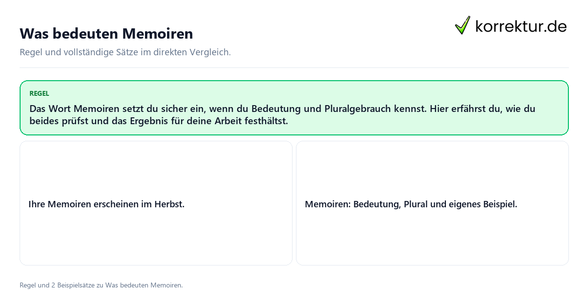 Konkrete Regel und vollständige Beispielsätze zu Was bedeuten Memoiren