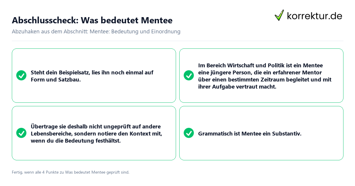 Abschlusscheck: Was bedeutet Mentee Konkreter Abschlusscheck zu Was bedeutet Mentee