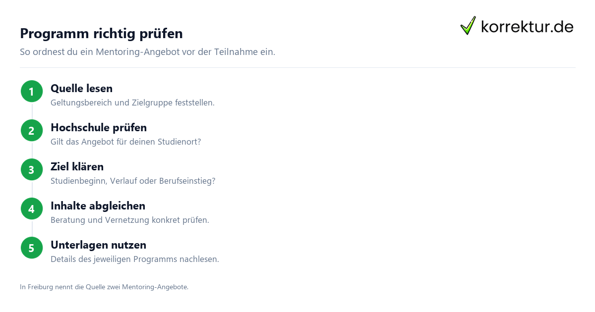 Programm richtig prüfen Mentoring-Programm an der Hochschule verständlich erklärt: Programm passend prüfen